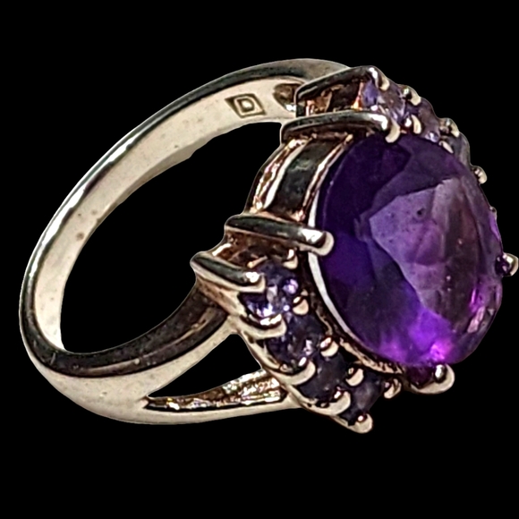 Sterling silver ring with purple amethyst type Stone size 6.5 - Picture 5 of 5